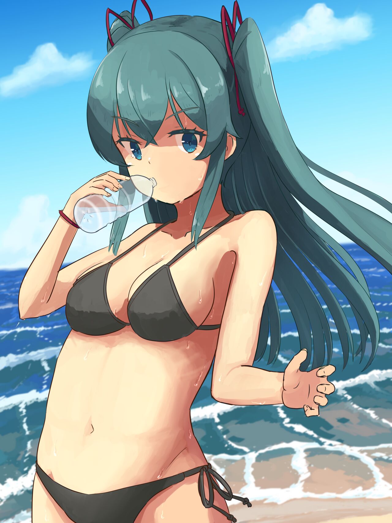 縮小した海水浴客をお水と一緒に飲み込んじゃう女の子 page 9 full