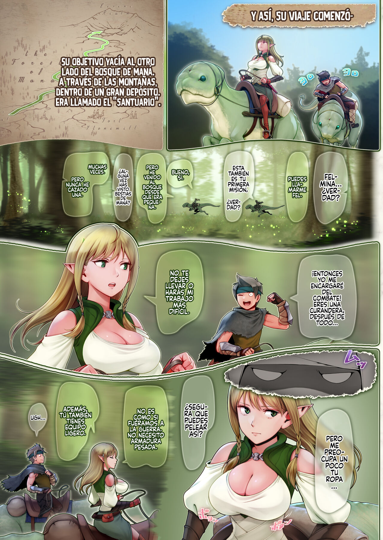 Fel to Mana no Mori -Taieki de Tairyoku Kaifuku sasetekureru Bakunyuu Healer Elf- page 8 full