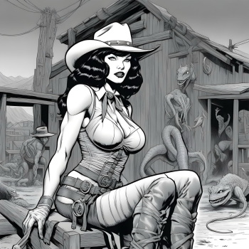 Cowgirl Betty Page vs The Lizard Men cover