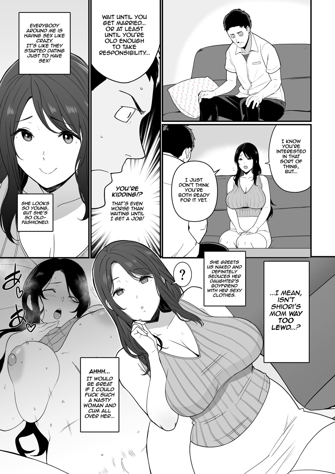 Kanojo no Mama ga H Sugite Gaman Dekinai | My Girlfriend's Mom is too Lewd, so I couldn't Hold Back. page 6 full