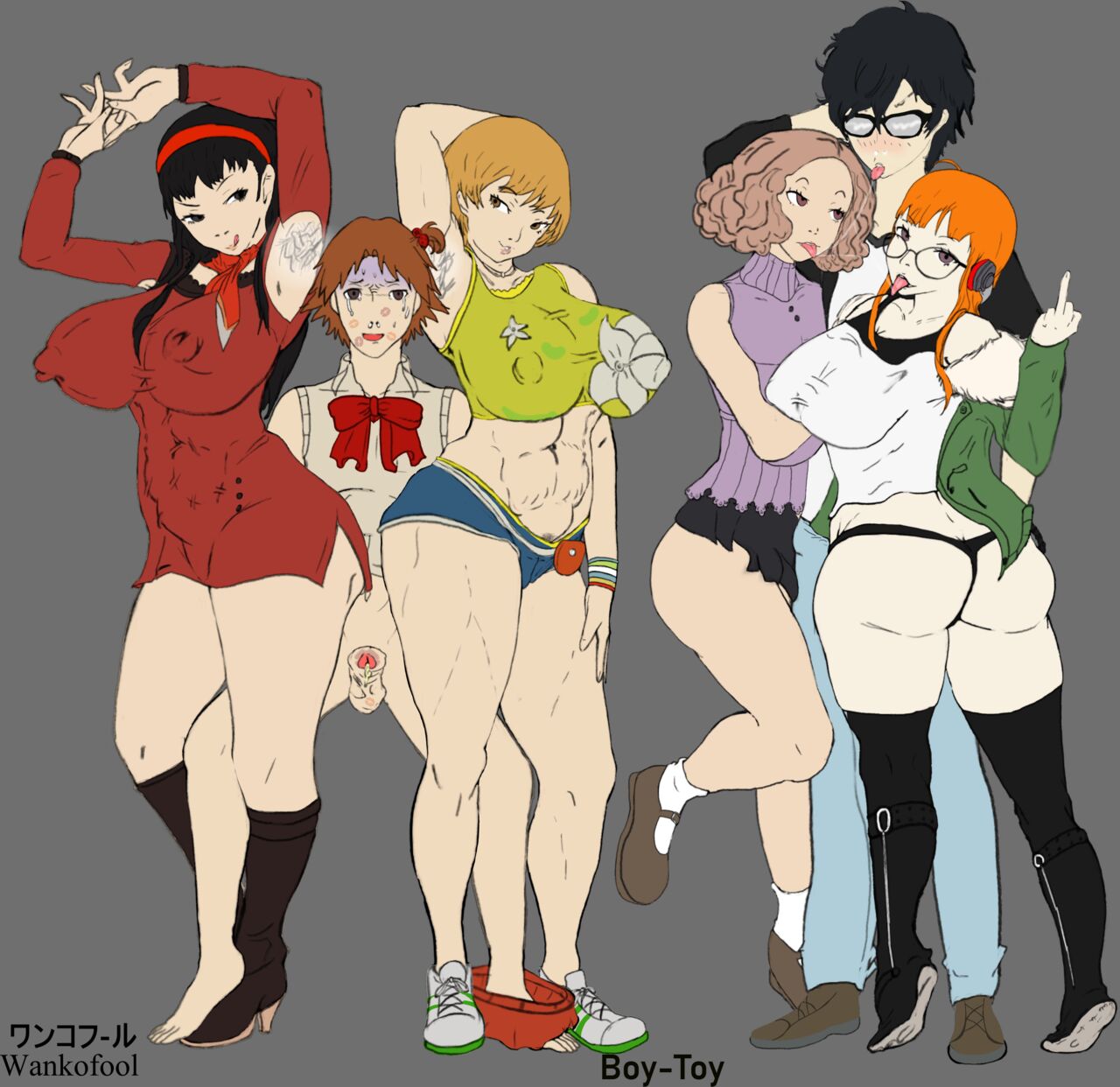 Wankofool's Persona girls sketches. page 3 full