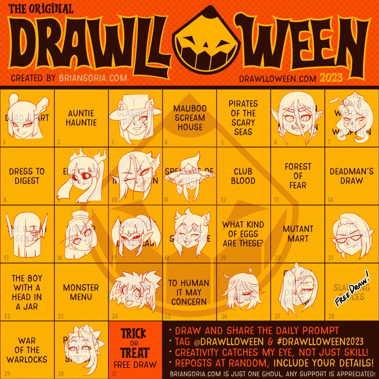 Drawlloween 2023 page 1 full