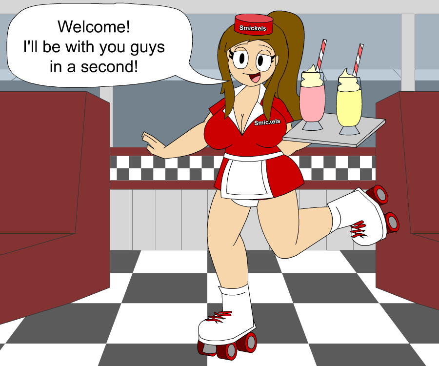 Diaper Waitress and rollerskates page 2 full