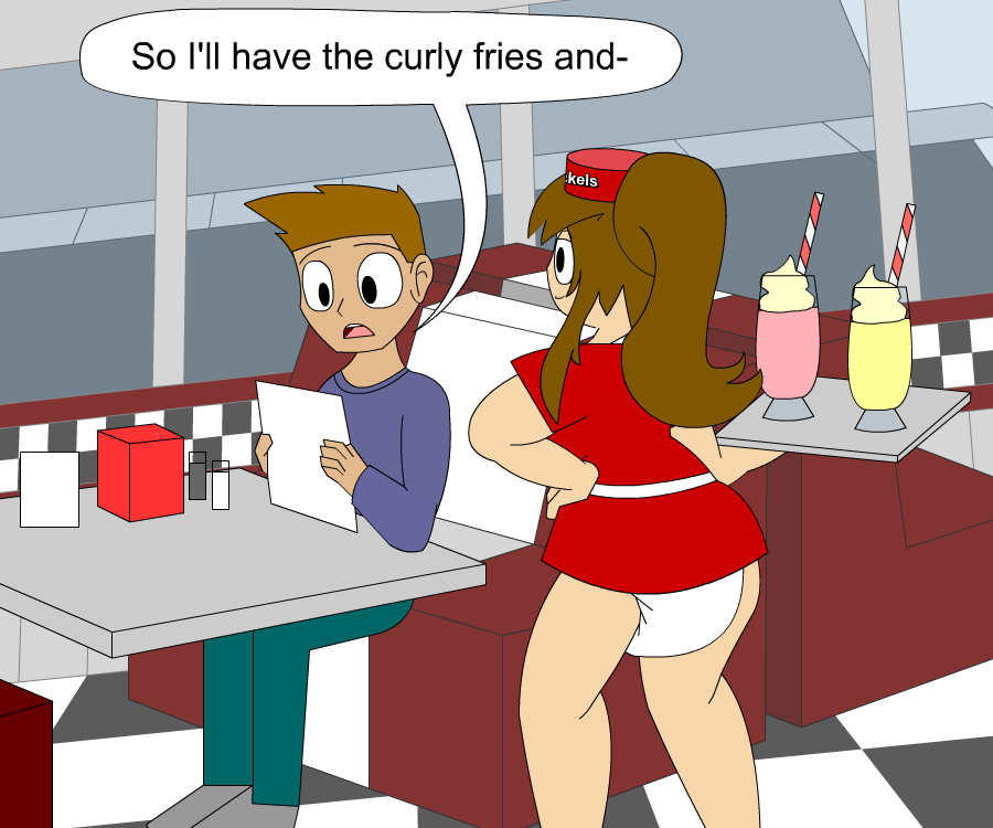 Diaper Waitress and rollerskates page 5 full