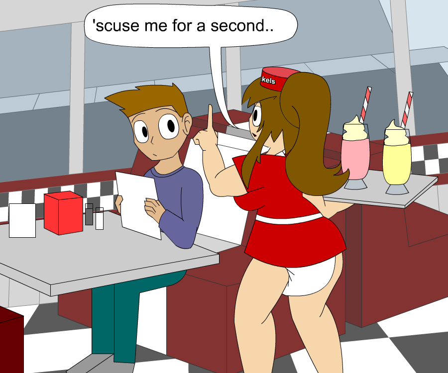 Diaper Waitress and rollerskates page 6 full