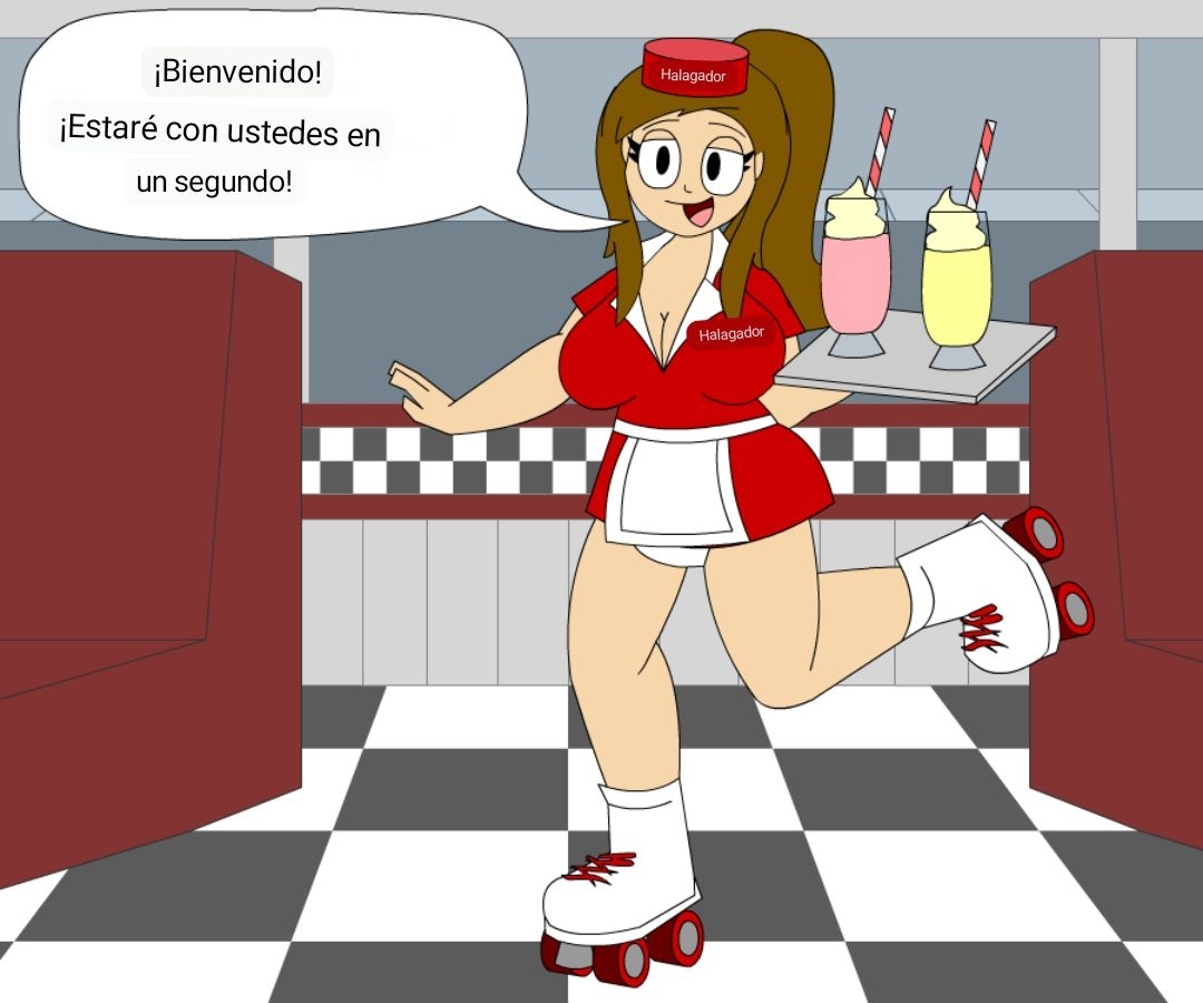 Diaper Waitress and rollerskates page 2 full