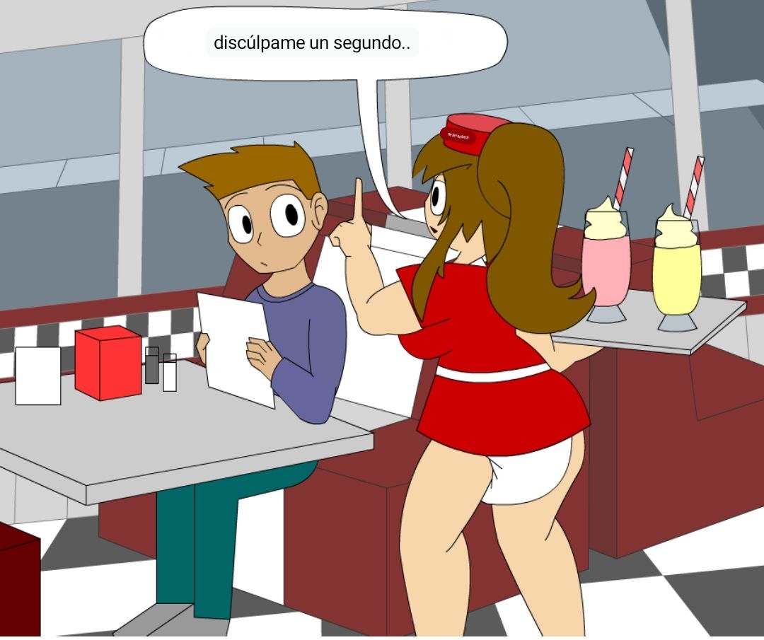 Diaper Waitress and rollerskates page 6 full