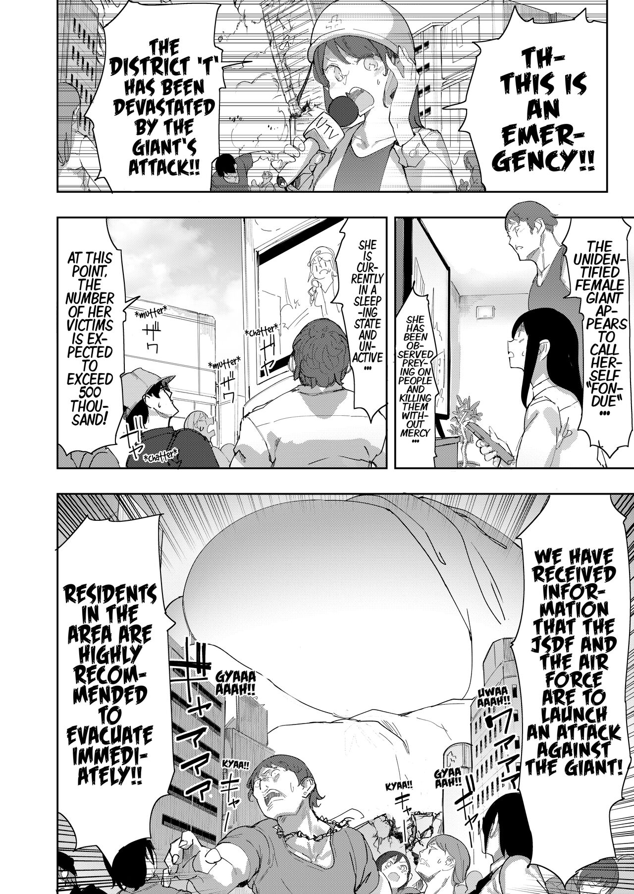 Zankoku Kyodai Musume Fondue-chan no Ecchi na Juusan | Cruel Giantess Fondue-chan Sexy Overrun page 4 full