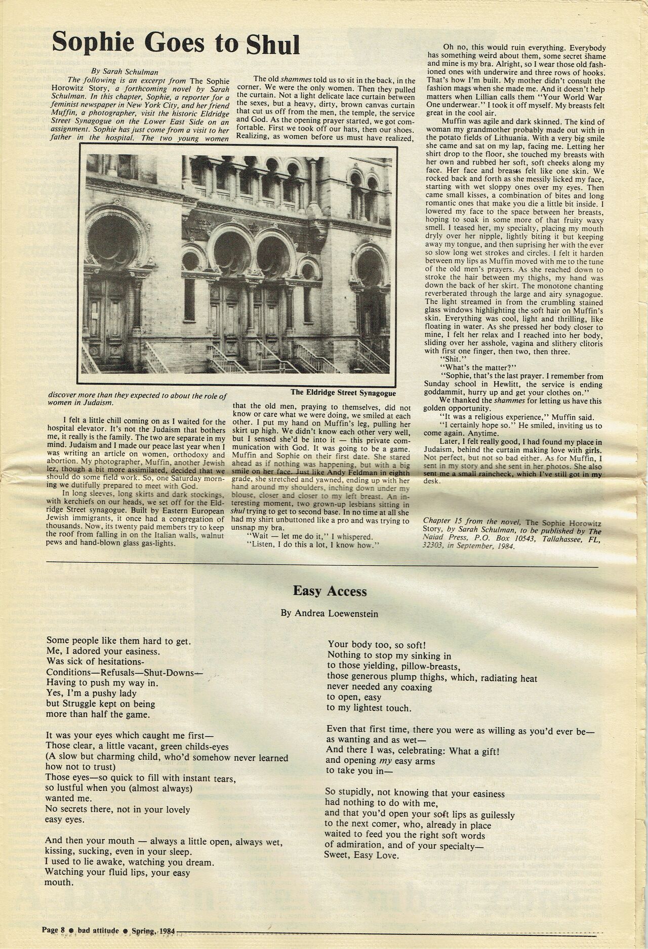 Bad Attitude vol. 1 no. 1 Spring 1984 page 8 full