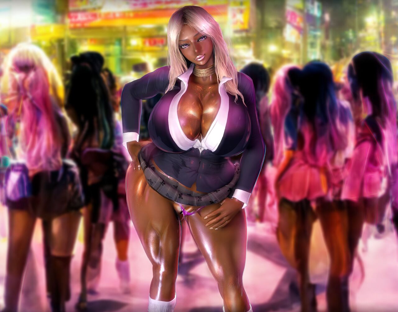 2.5D na Kurogyaru-tachi in Dosukebe Pink na Shibuya Harem page 9 full