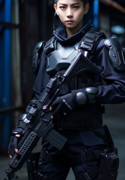Handsome Police Girl Hyper realistic