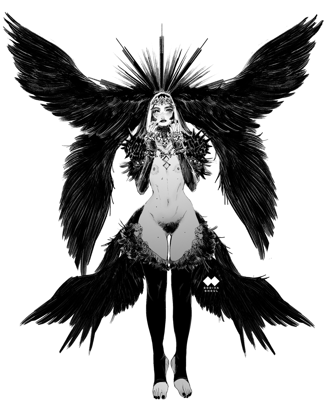 Artist - Godiva Ghoul - 2023 B&amp;W fantasy and succubus art page 4 full