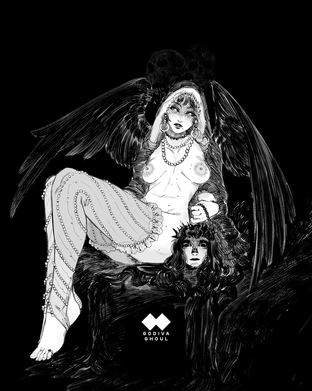 Artist - Godiva Ghoul - 2023 B&amp;W fantasy and succubus art page 7 full