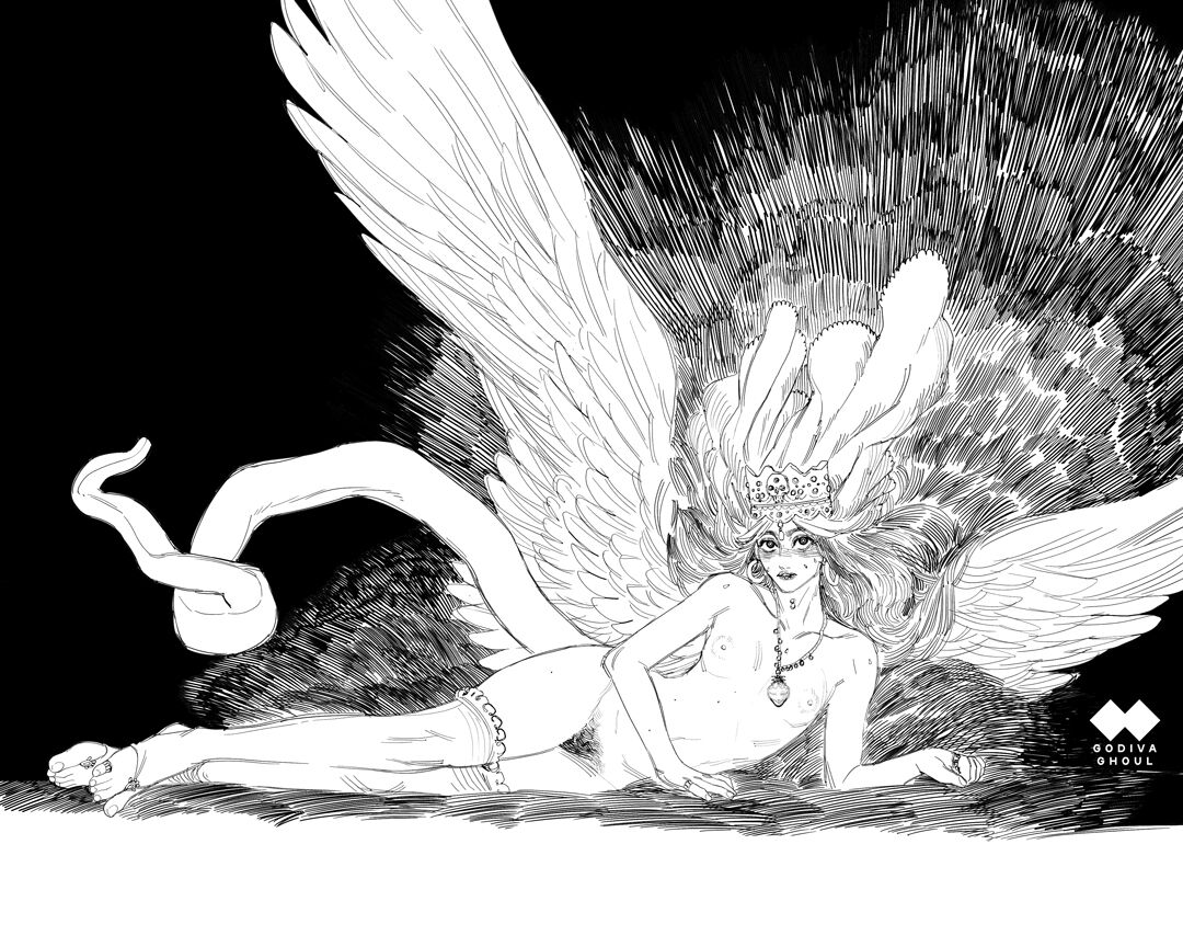 Artist - Godiva Ghoul - 2023 B&amp;W fantasy and succubus art page 9 full