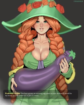Professor Garlick tries the magic eggplant cover