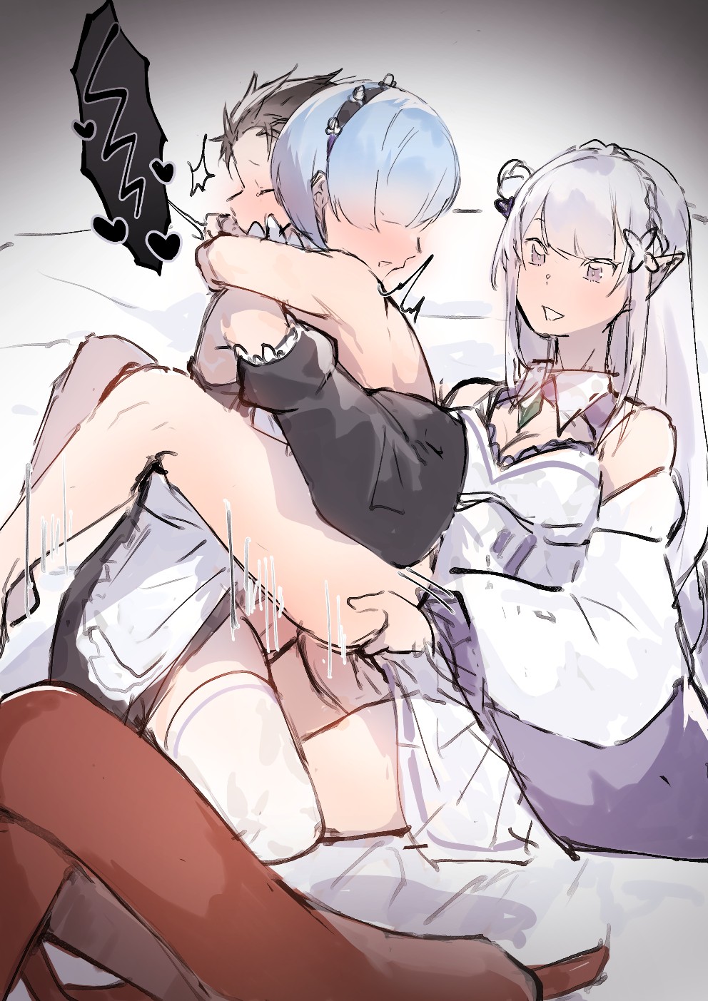 Subaru x Emilia and Rem futa page 9 full