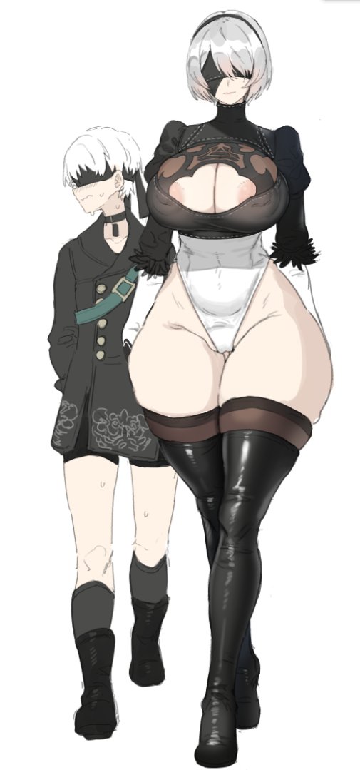  thicc Yorha 2B sketches page 1 full