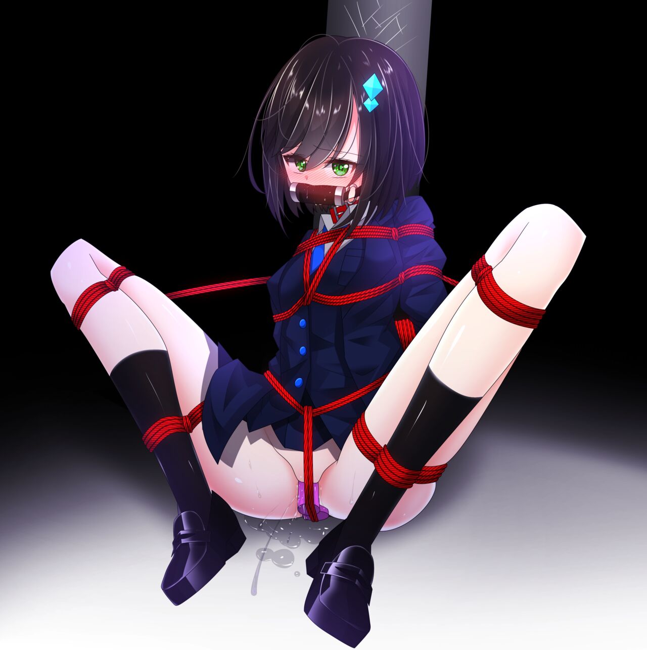 Skebの制服子ちゃん・ハーネスなし＆タイツ差分 + 馬之助ちゃん緊縛・ガムテープ＆猿轡外し差分 page 2 full