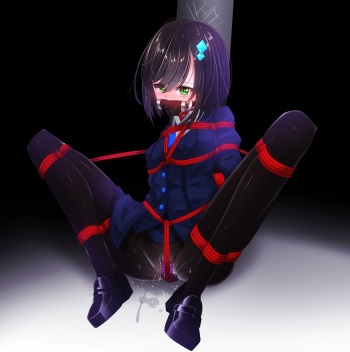 Skebの制服子ちゃん・ハーネスなし＆タイツ差分 + 馬之助ちゃん緊縛・ガムテープ＆猿轡外し差分 cover