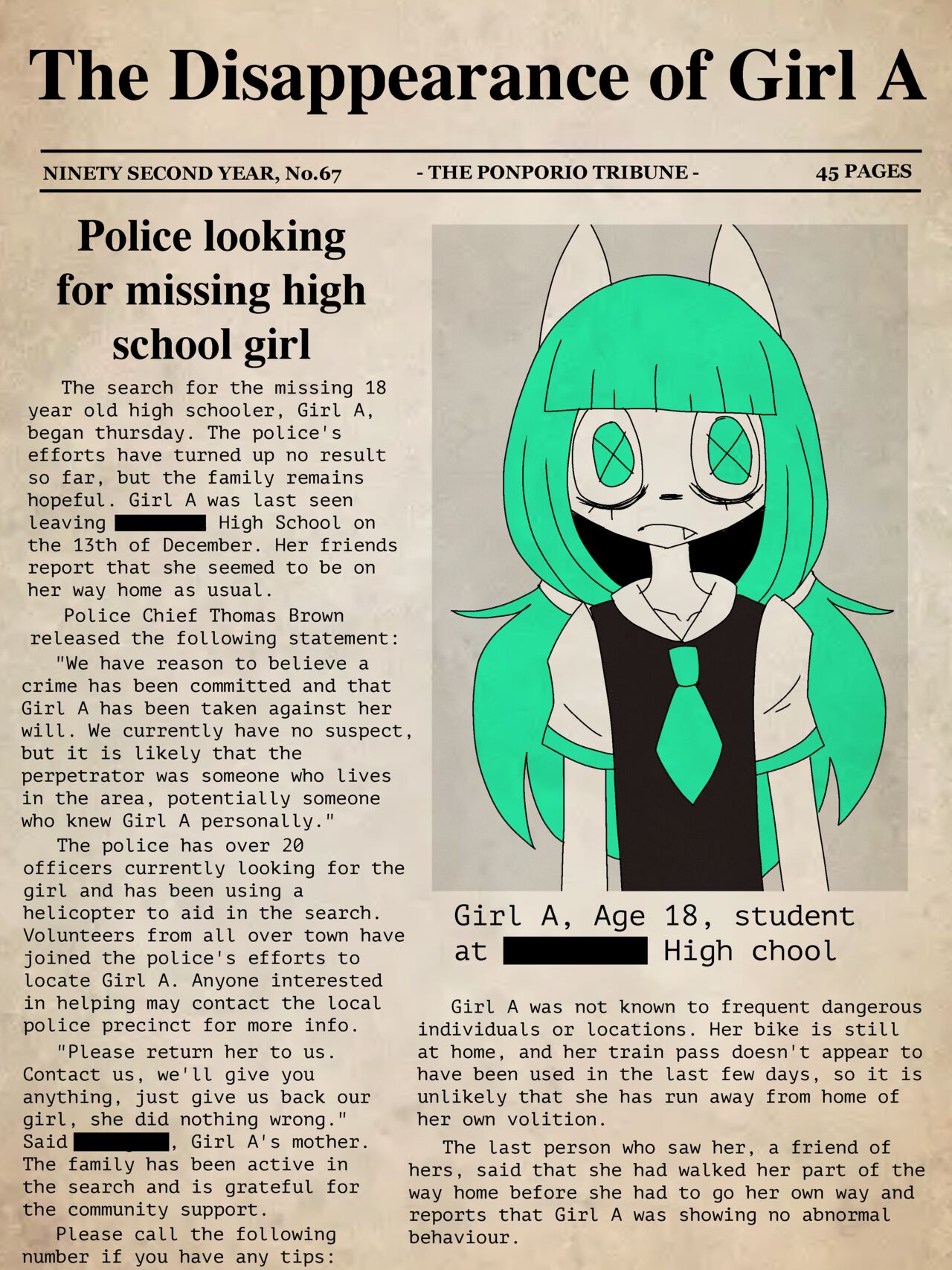 The Disappearance of Girl A page 1 full