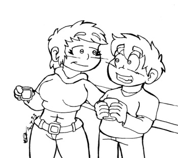 A female bodybuilder and her toyboys cover
