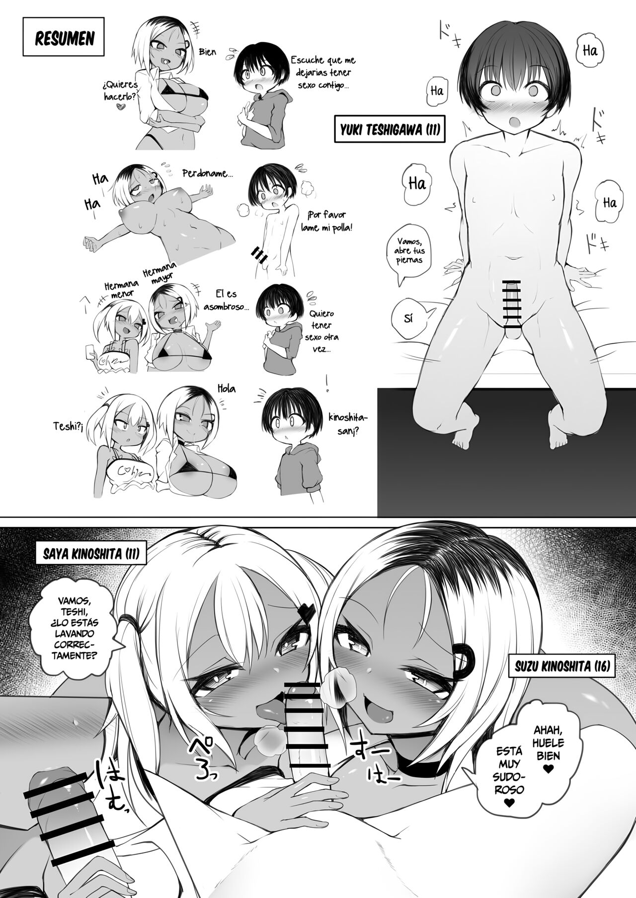 Kasshoku Gal Bitch Shimai to Zetsurin Doukyuusei-kun | Las hermanas Gal bronceadas cachondas y su incomparable compañero page 4 full