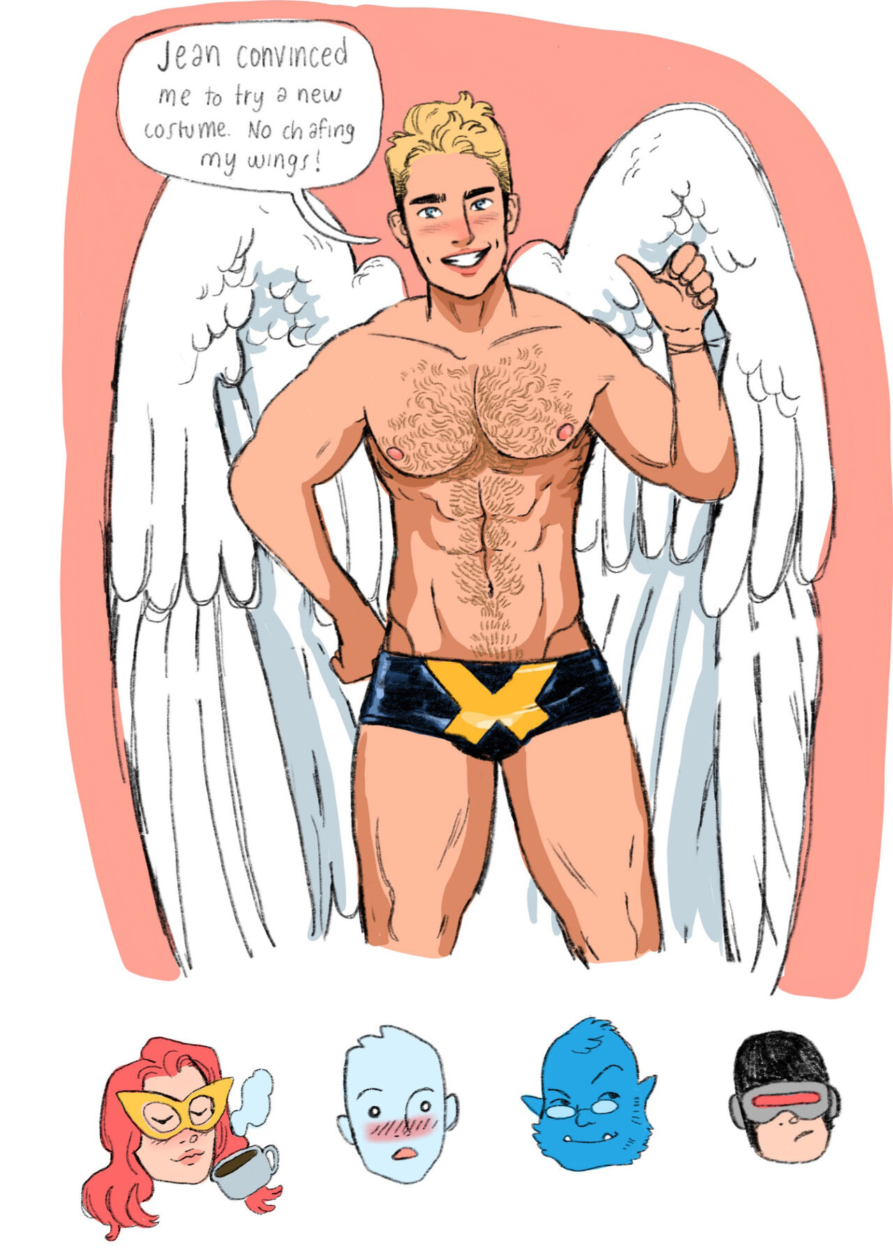 Himbo Angel &amp; Bottom Bobby - an 18+ X-Men sketchbook by Josh Cornillon page 3 full