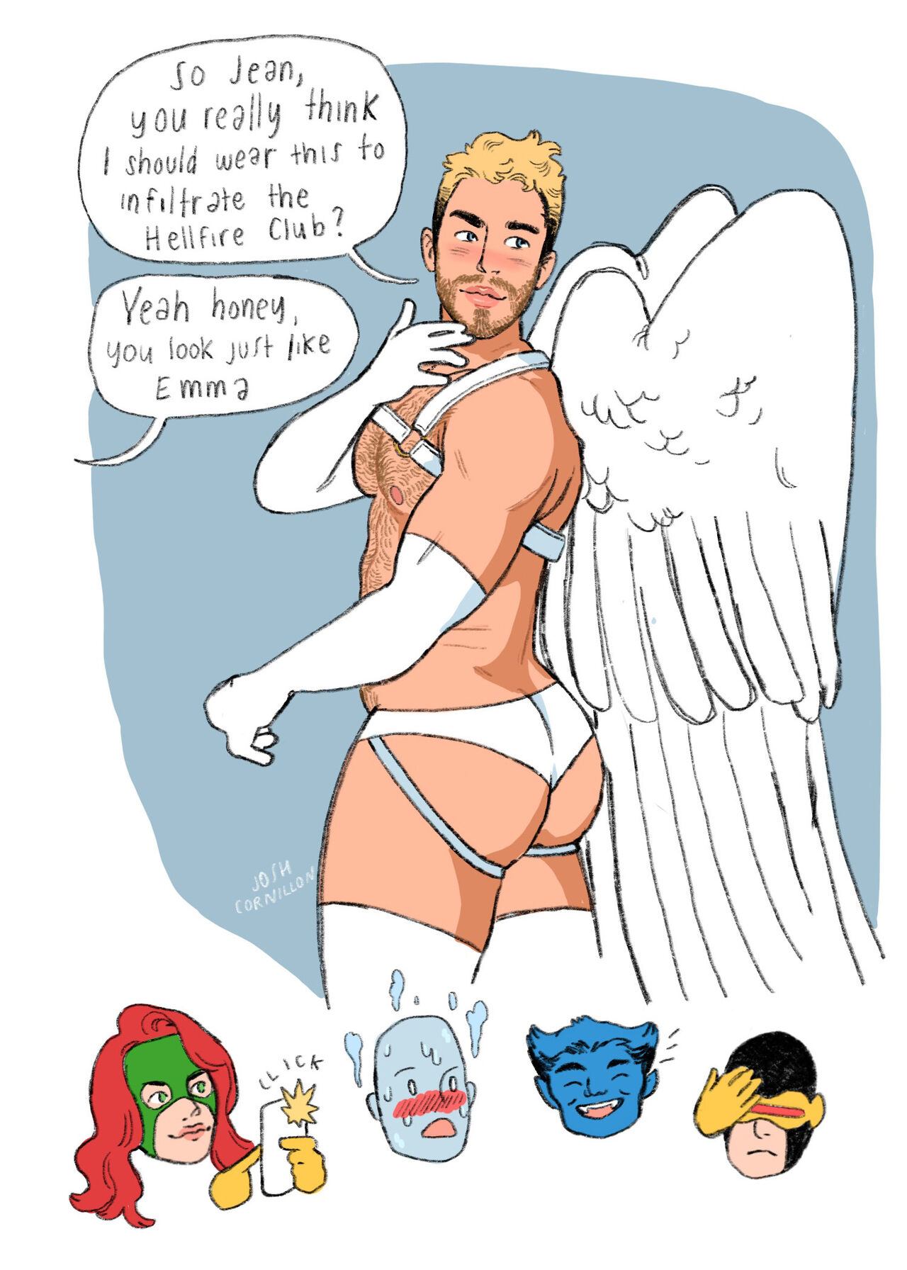 Himbo Angel &amp; Bottom Bobby - an 18+ X-Men sketchbook by Josh Cornillon page 4 full