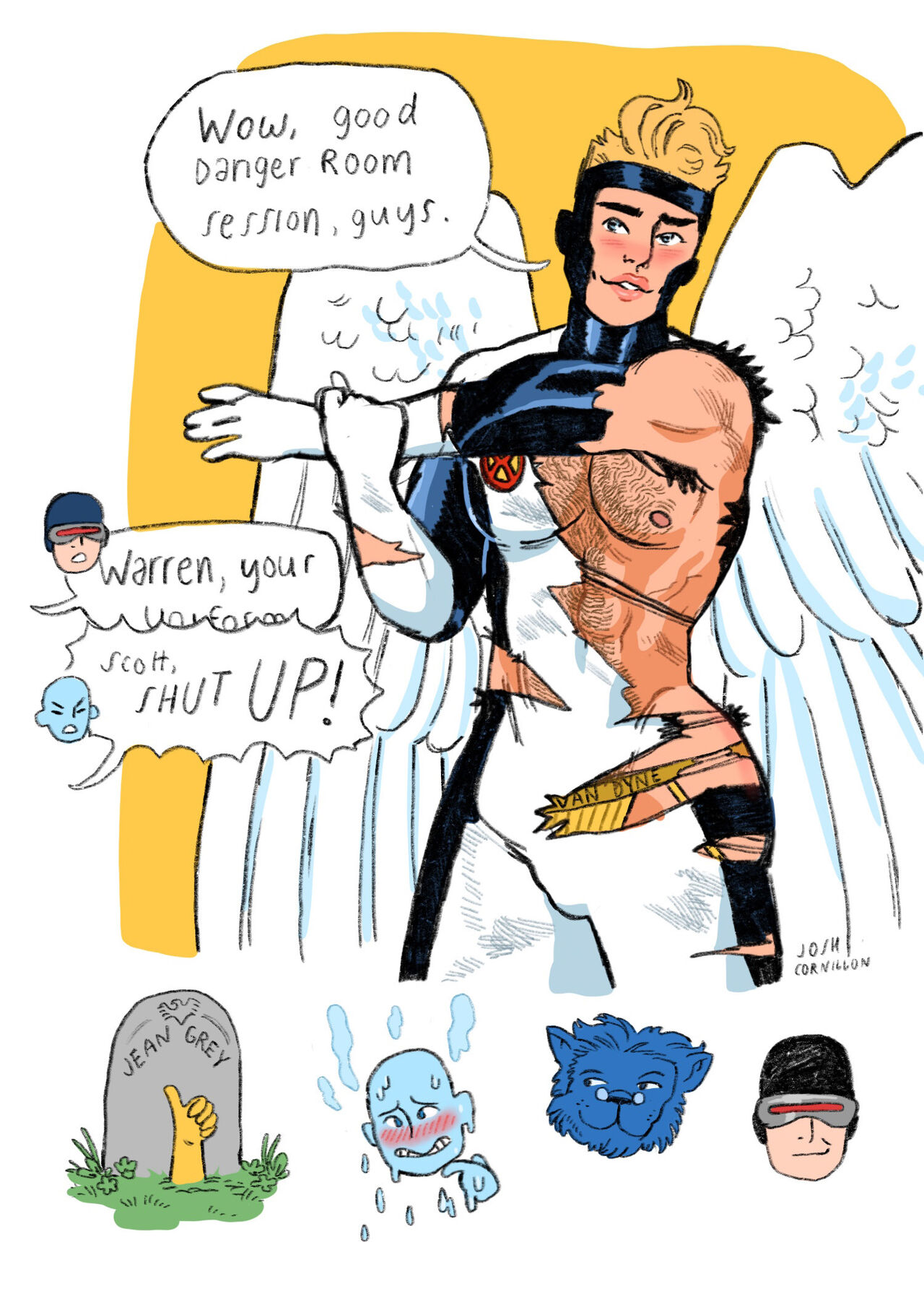 Himbo Angel &amp; Bottom Bobby - an 18+ X-Men sketchbook by Josh Cornillon page 6 full