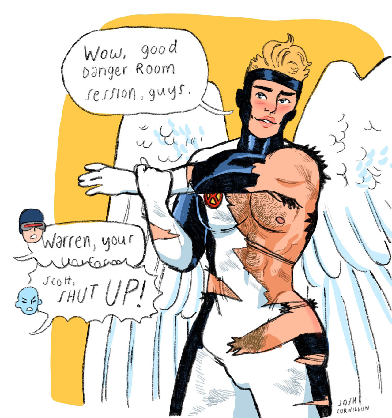 Himbo Angel &amp; Bottom Bobby - an 18+ X-Men sketchbook by Josh Cornillon page 7 full