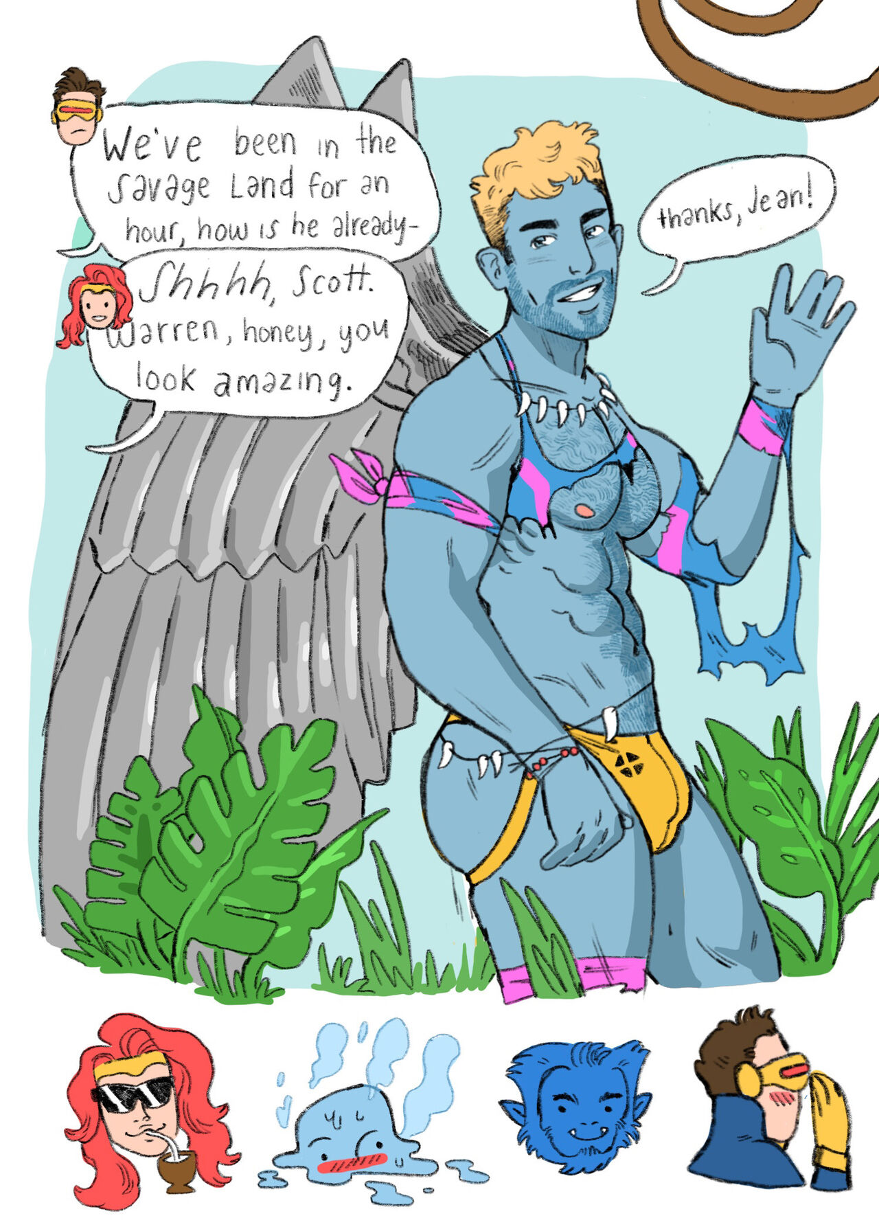 Himbo Angel &amp; Bottom Bobby - an 18+ X-Men sketchbook by Josh Cornillon page 8 full