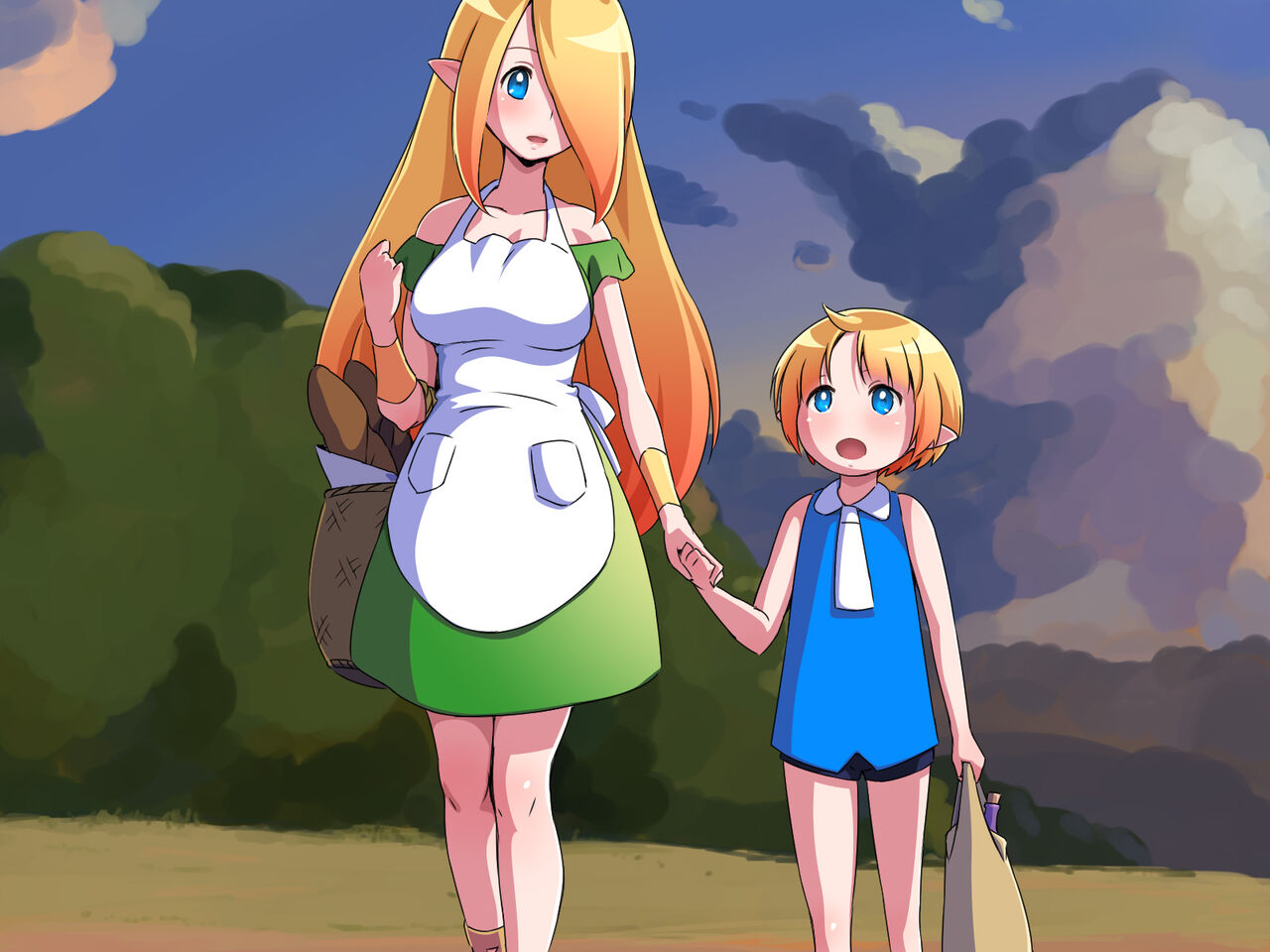 Elf Mama to Musuko ga Kaimono Kaeri ni Slime ni Osowarete page 3 full