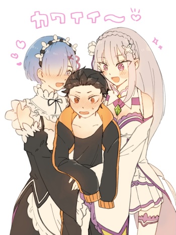 Subaru x Emilia and Rem cover