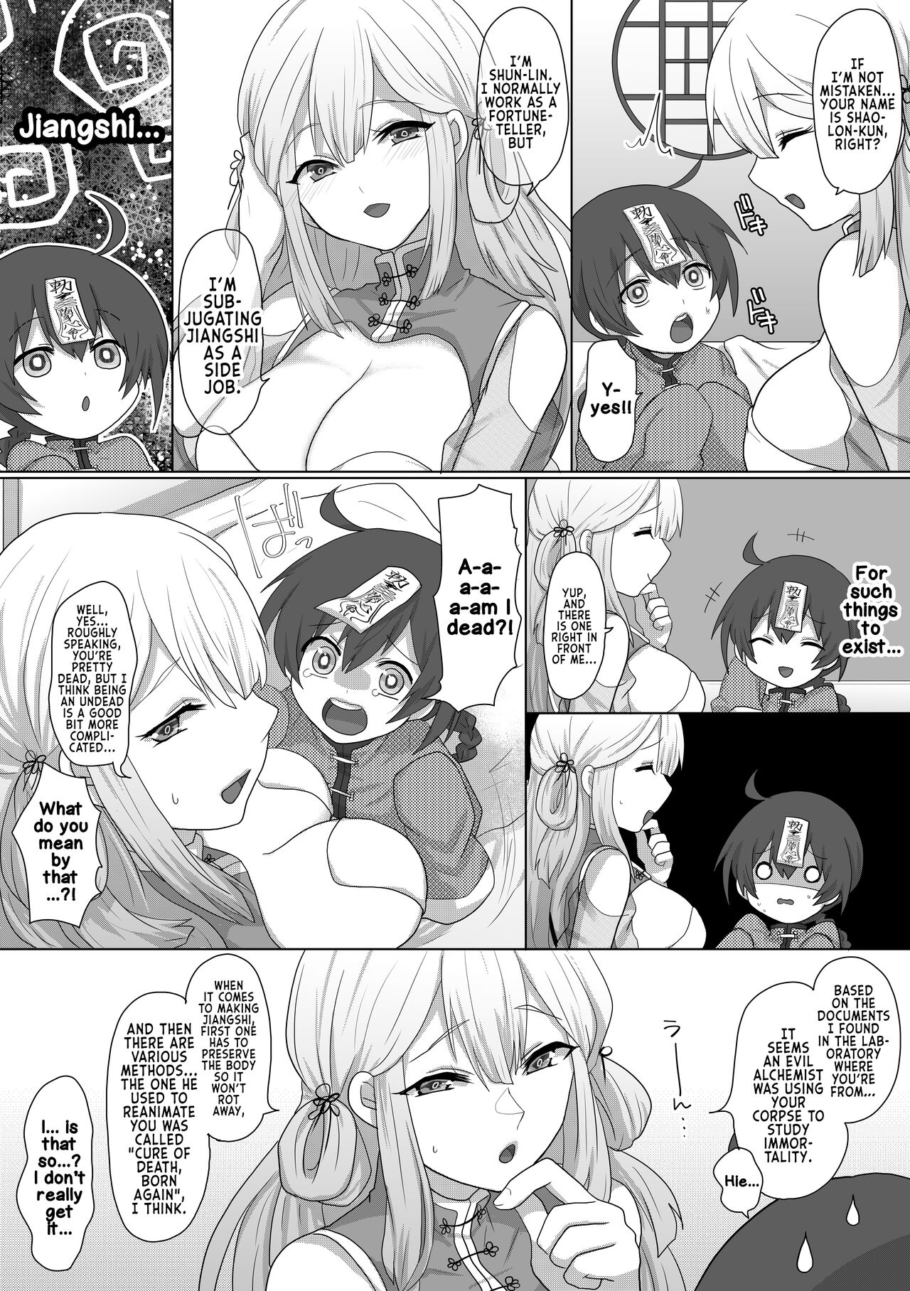 Kyuunyuu Kyonshii wa Kyou mo Doushi ni Ikasareru | The Taoist Monk Cumtinues to keep the Milk-sucking Jiangshi Alive page 6 full