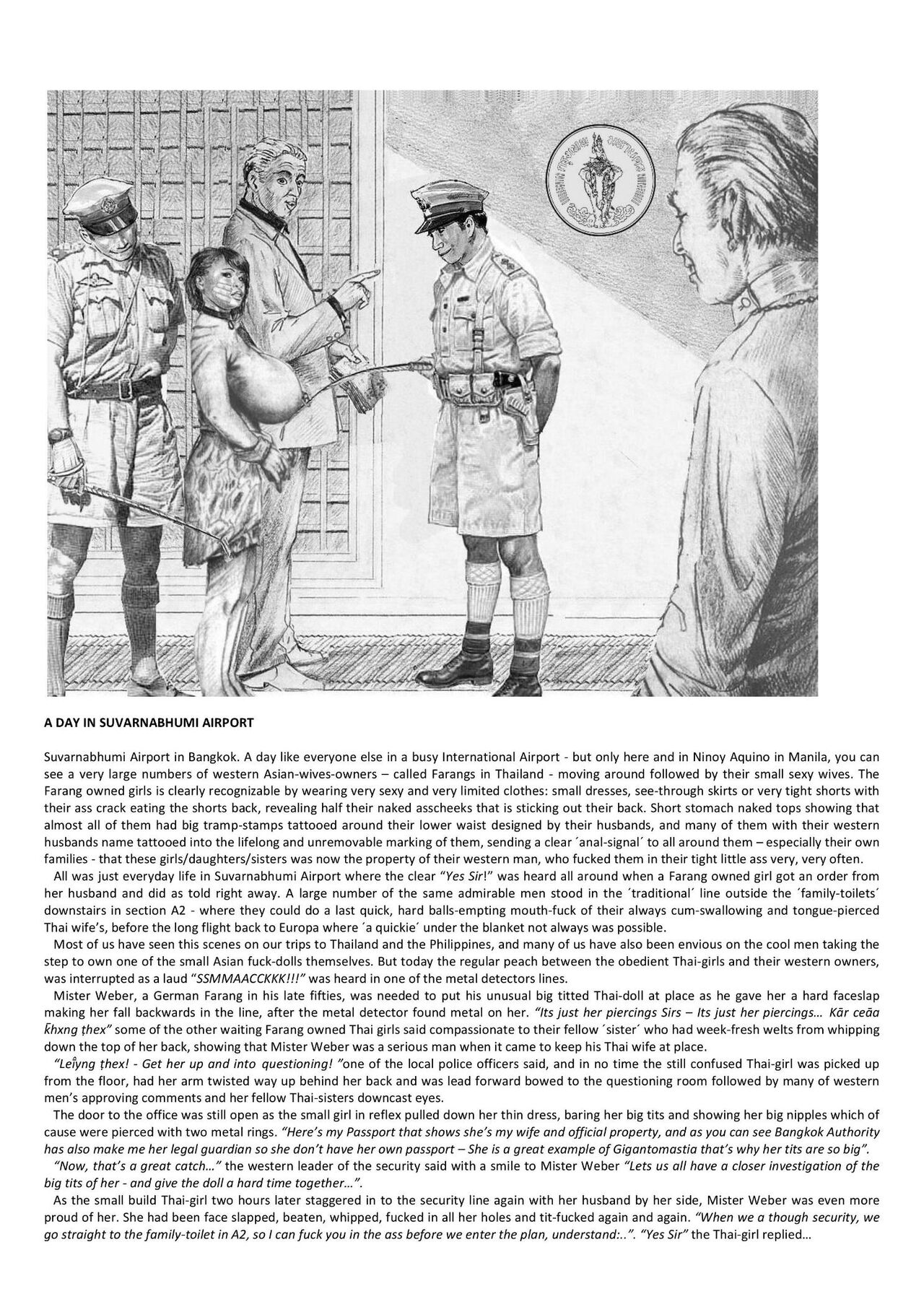 Joseph Farrel re-drawing with text "Housewives in despair 4" page 2 full