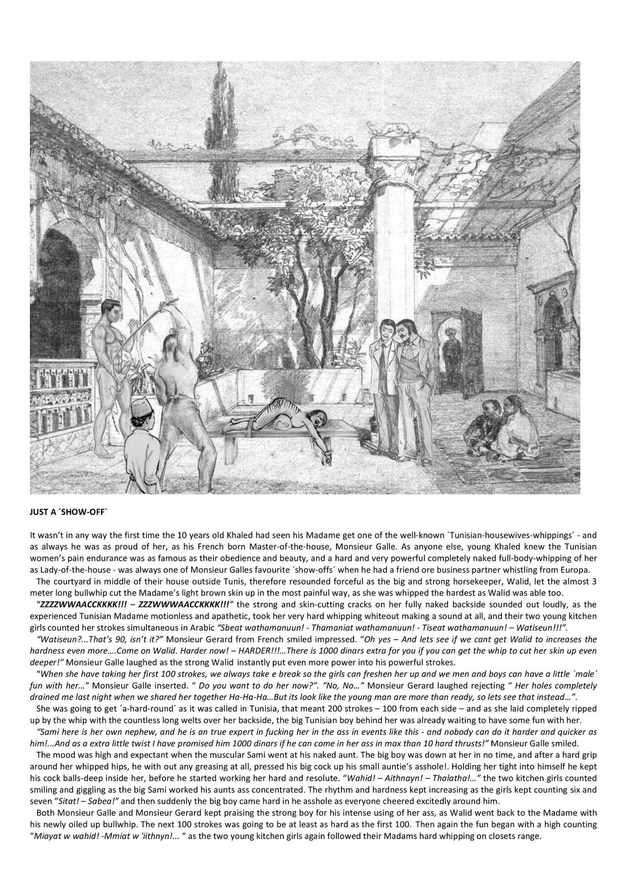 Joseph Farrel re-drawing with text "Housewives in despair 4" page 4 full