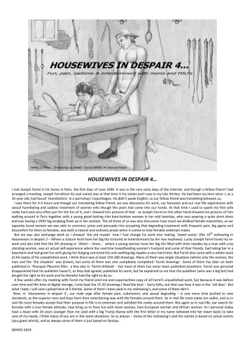 Joseph Farrel re-drawing with text "Housewives in despair 4" cover