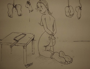 Dismemberment of the body with a saw, sword, knife cover