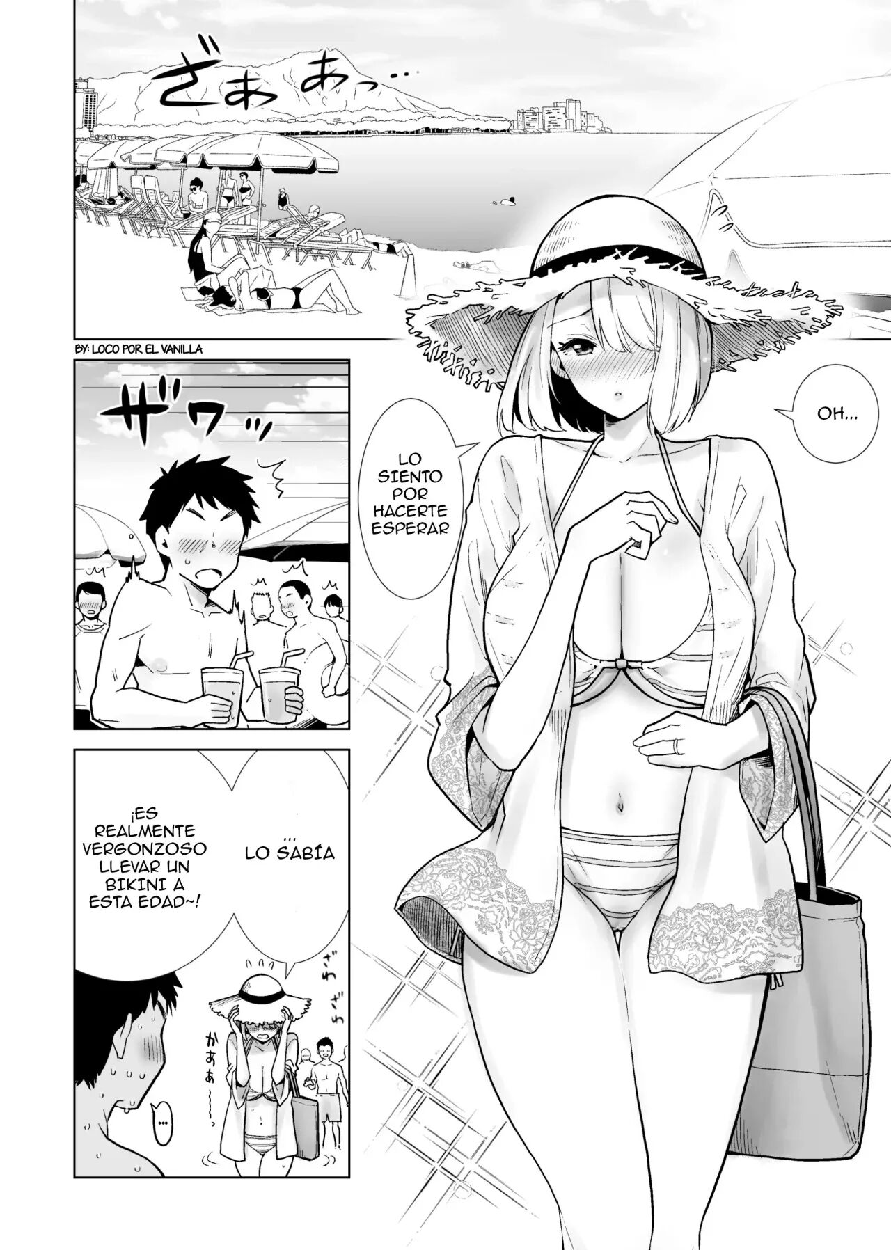 Tomodachi no Mama ga Boku no Dekachin de Ikimakutta  Kaisui Yokujou | La Playa donde la madre de mi amigo se vino con mu gran polla page 4 full