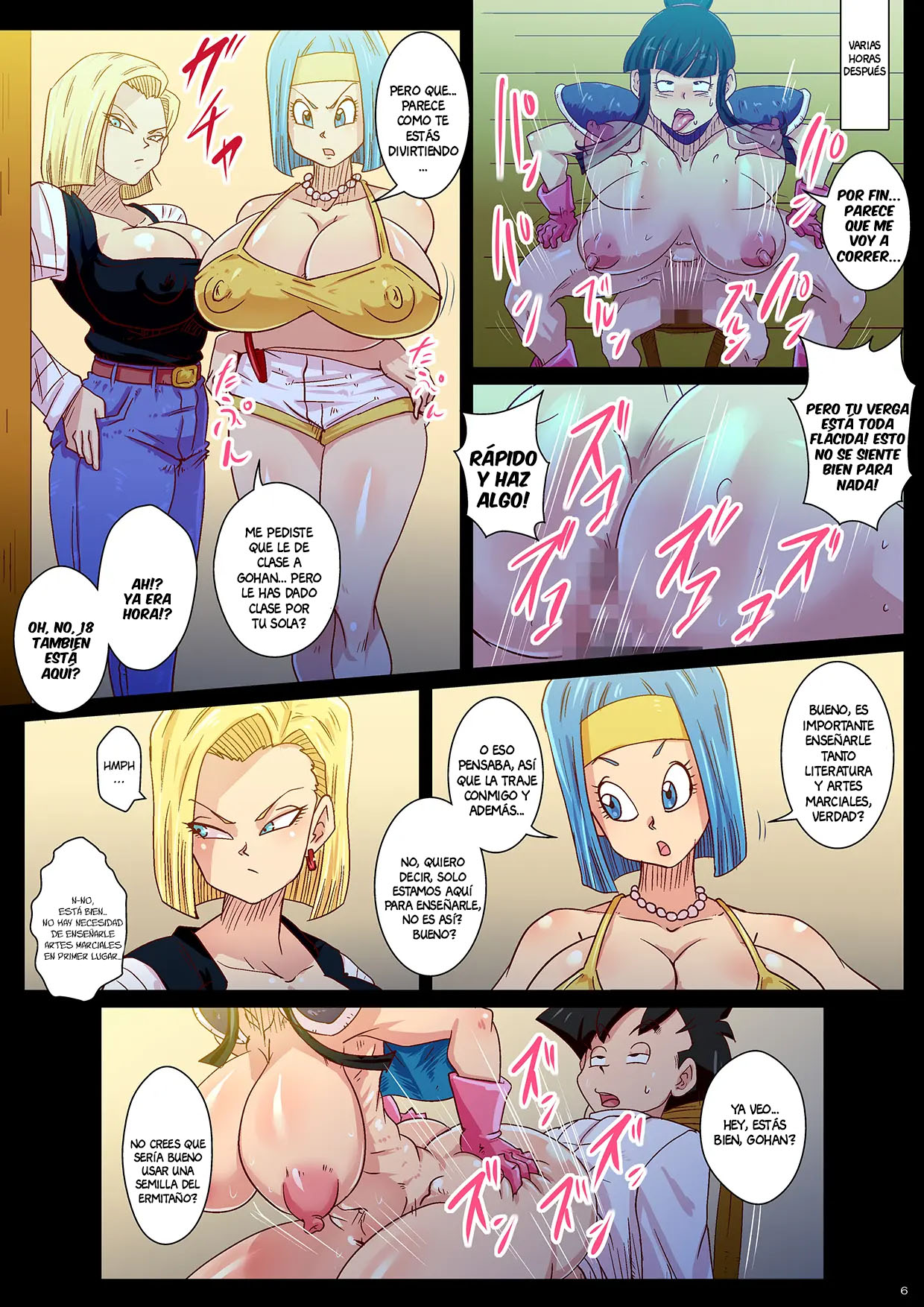 Gohan no Seiyoku Control Chou Tokkun Katei Kyoushi wa Bulma to 18-gou | El entrenamiento especial de Gohan para controlar su deseo sexual con Bulma y número 18 como sus tutores page 6 full